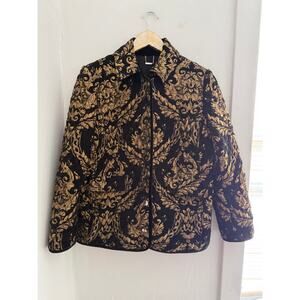 Chico's Women's Jacquard Black Gold Jacket | Size 1 Medium